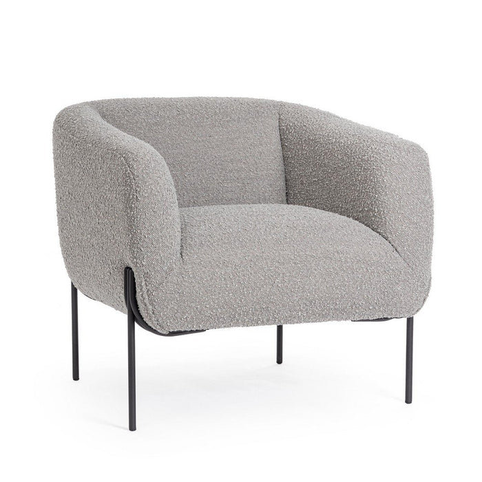 Poltrona Bouclé Grigia Moderna da Interno - SONIA Colore: Grigio