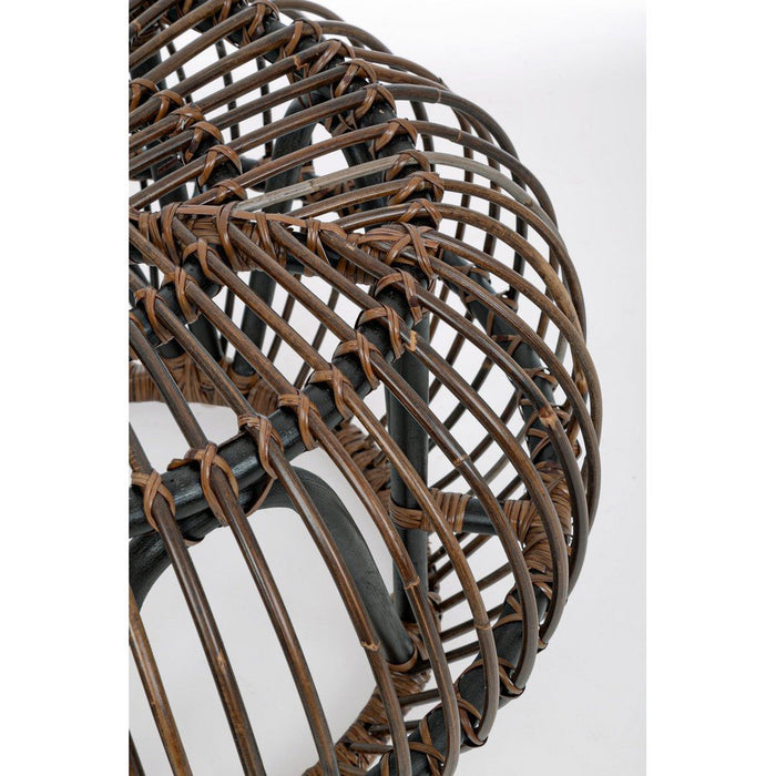 Tavolino Pouf in Rattan Marrone Boho da Interno - SMITH