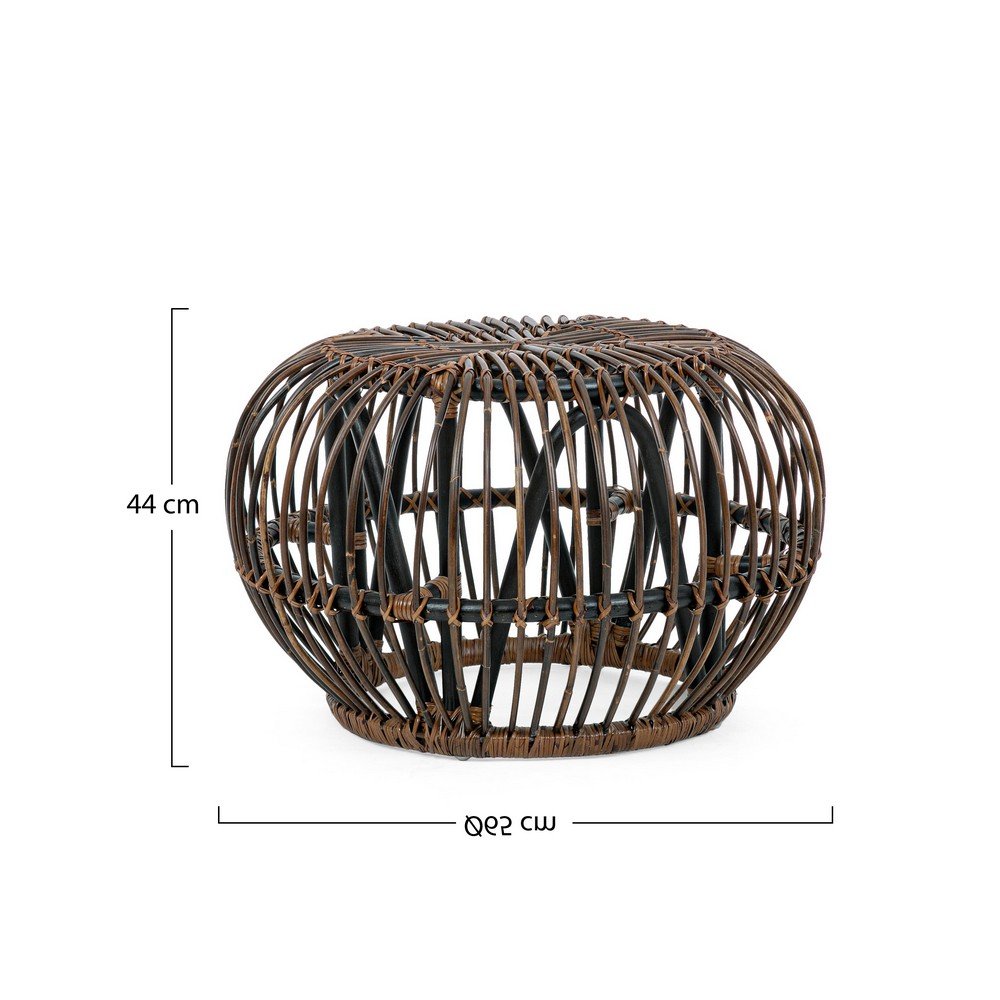 Tavolino Pouf in Rattan Marrone Boho da Interno - SMITH