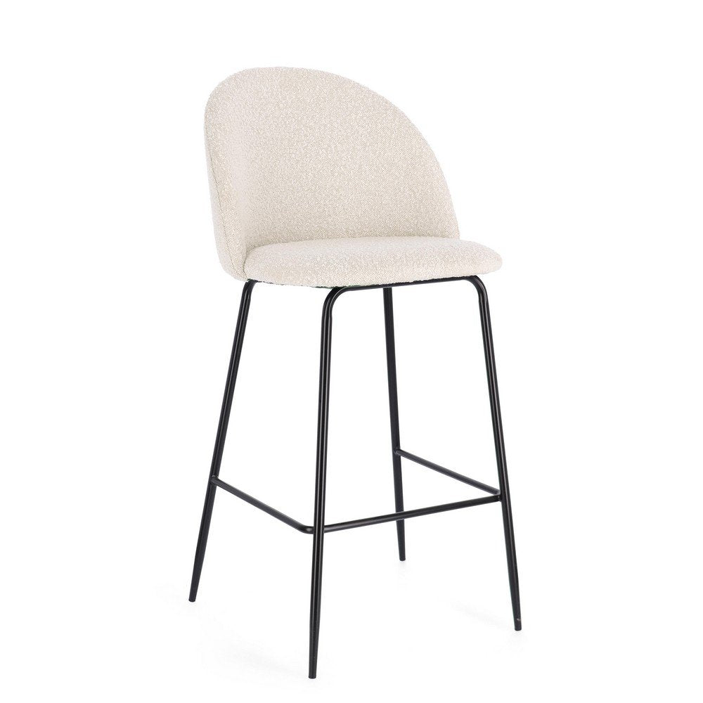 Set 2 Sgabelli Bar Bouclé Bianco Moderno da Interno - SIMON Colore: Bianco