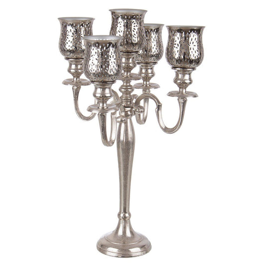 Candelabro Alluminio Argentato Stile Classico H62 cm - SERGEI