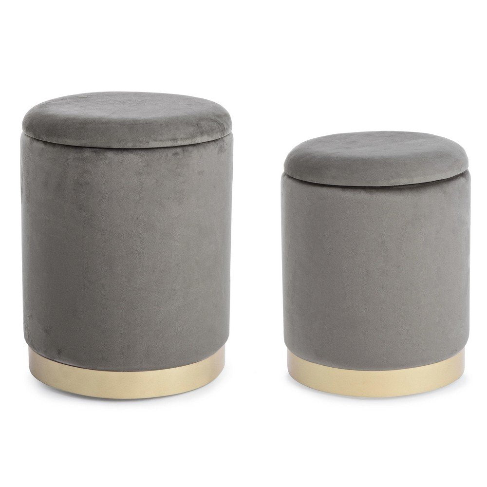 Pouf Contenitore Velluto Verde Moderno da Interno - SERENA Colore: Grigio