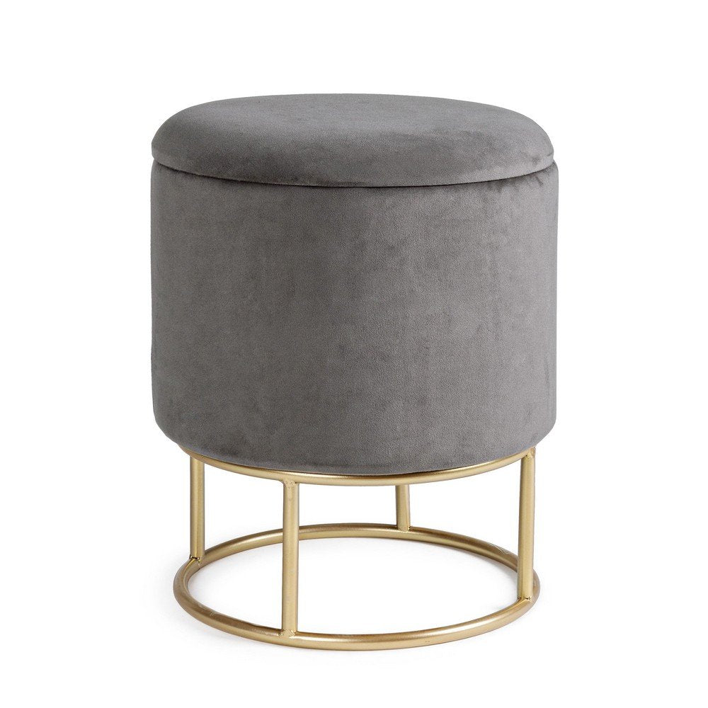 Sgabello Contenitore Velluto Nero Moderno da Interno - SERENA Colore: Grigio