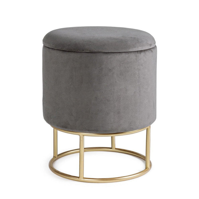 Sgabello Contenitore Velluto Nero Moderno da Interno - SERENA Colore: Grigio