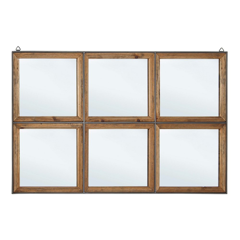 Set 2 Specchi Legno Trasparente Rustico da Parete 92x52 cm - SCOTT