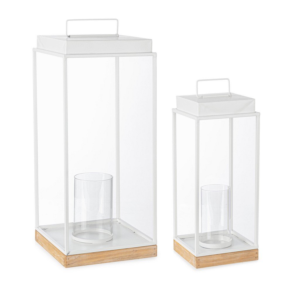 Set 2 Lanterne Metallo Bianco Moderno da Interno - SARAH
