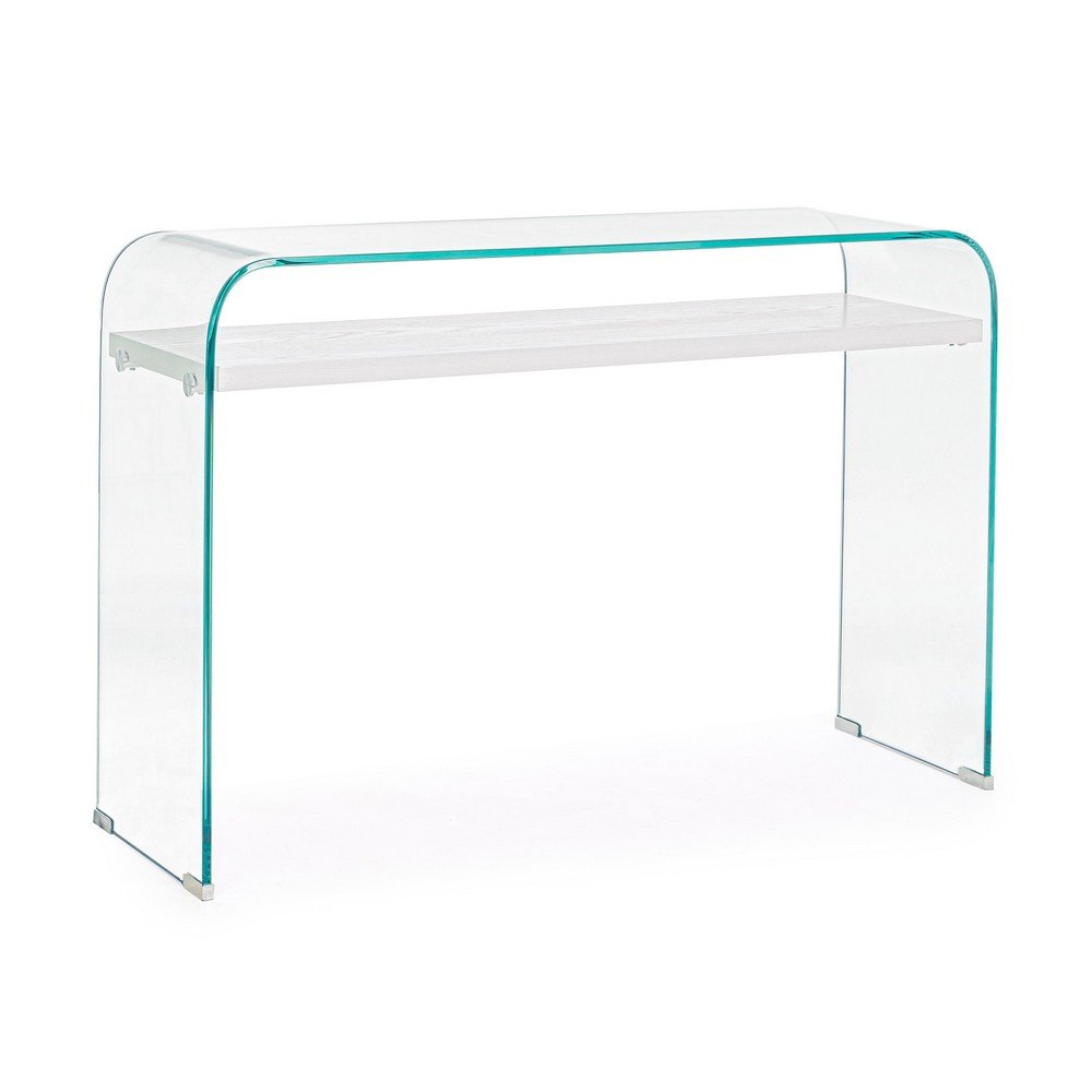 Consolle 2 Piani Legno Bianco Moderna da Interno 110x35 - SARA