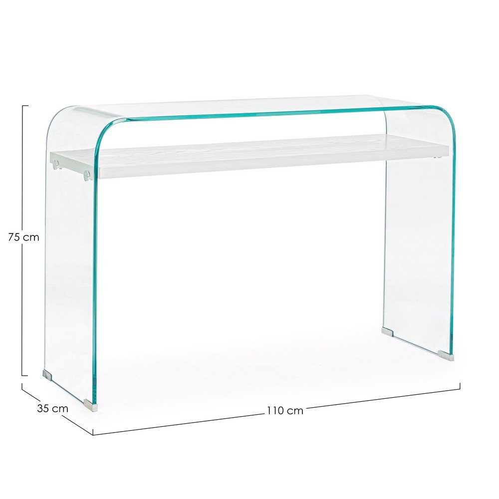 Consolle 2 Piani Legno Bianco Moderna da Interno 110x35 - SARA