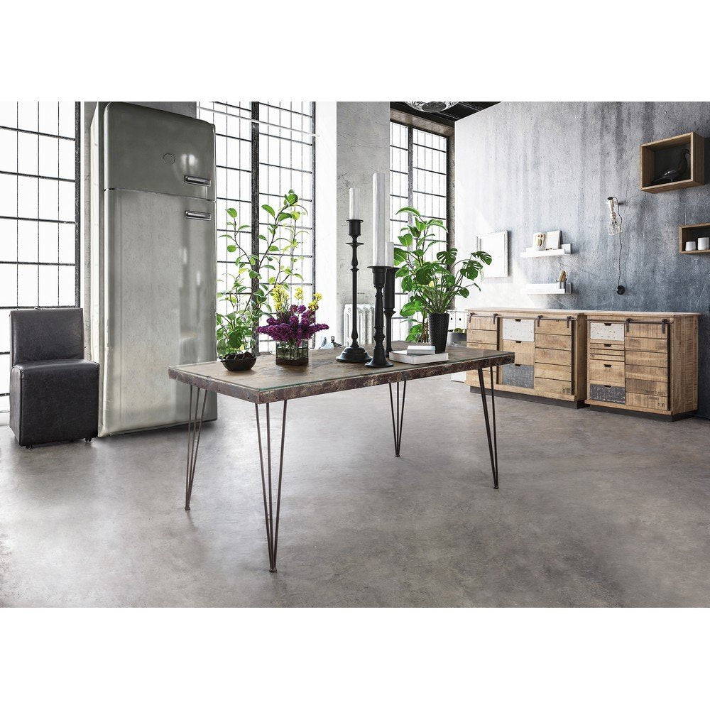 Tavolo Legno Grigio Industriale da Interno 160x90 - RYDER