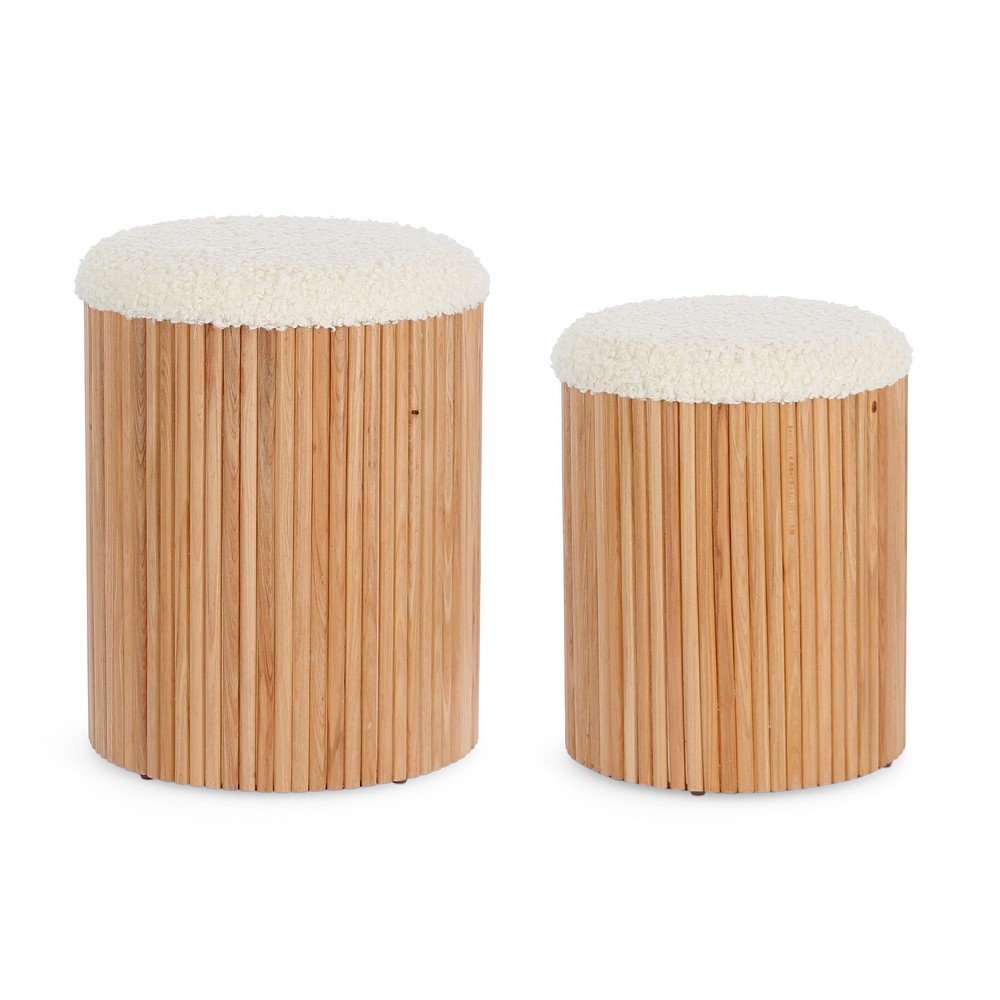 Pouf Contenitore Legno Marrone Stile Naturale da Interno - RYAN