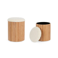 Pouf Contenitore Legno Marrone Stile Naturale da Interno - RYAN