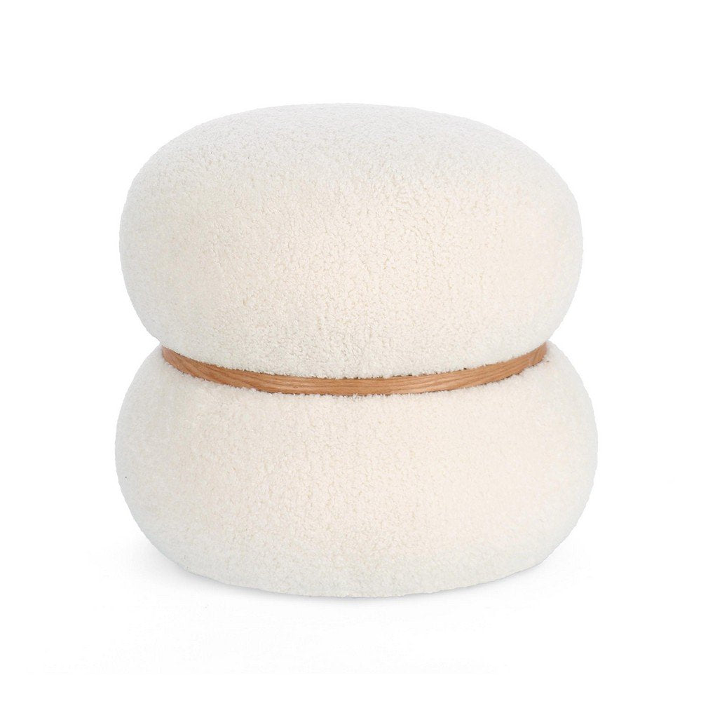 Pouf in Tessuto Bianco Moderno da Interno - RYAN