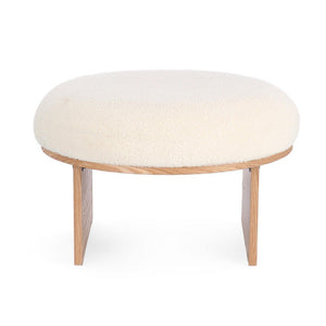 Sgabello Tessuto Bouclé Bianco Legno Moderno da Interno - RYAN