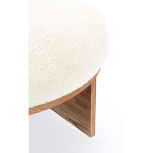 Sgabello Tessuto Bouclé Bianco Legno Moderno da Interno - RYAN