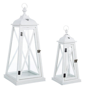 Lanterna Piramide Metallo Bianco Rustica da Interno - ROSS