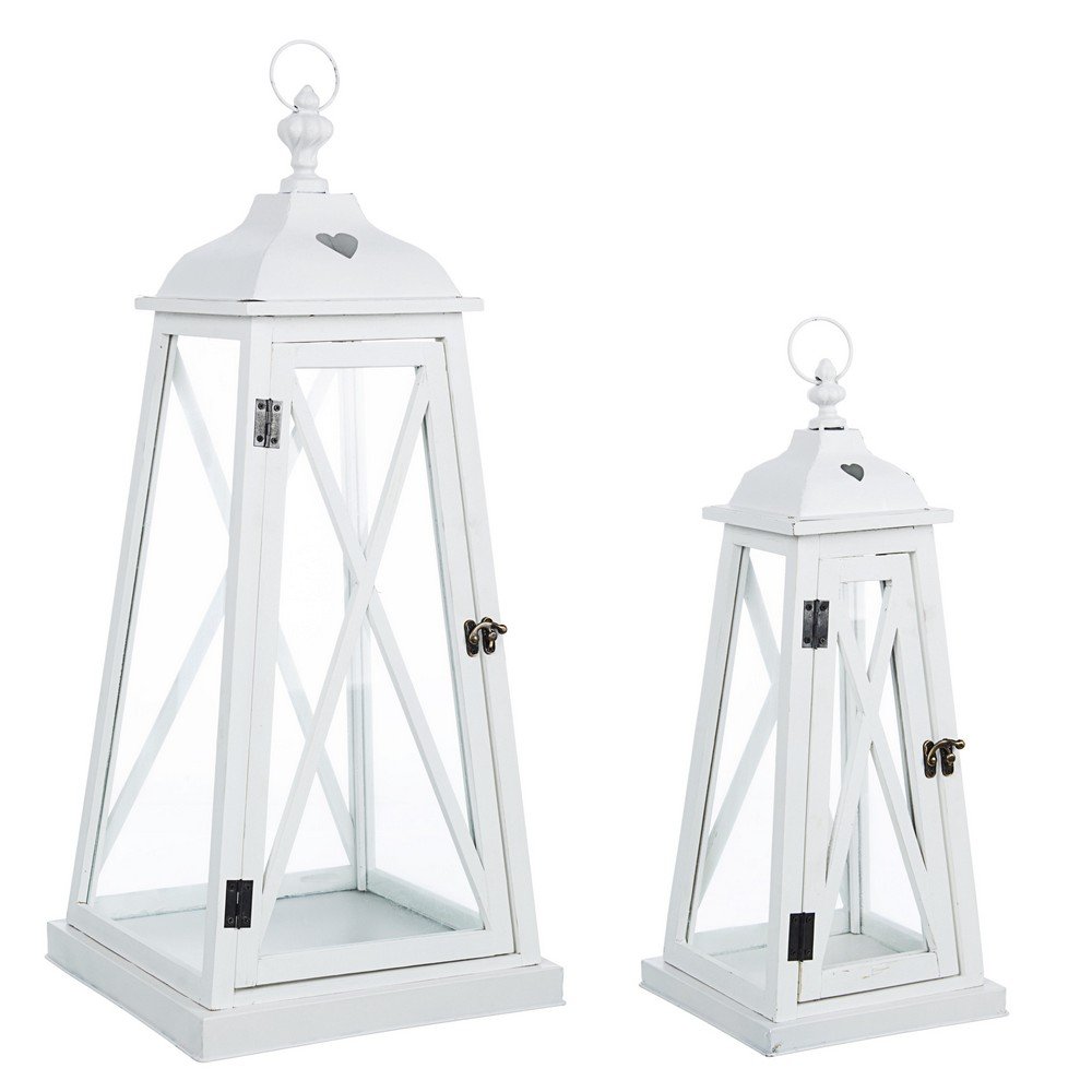 Lanterna Piramide Metallo Bianco Rustica da Interno - ROSS