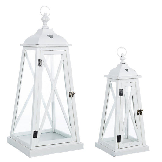 Lanterna Piramide Metallo Bianco Rustica da Interno - ROSS