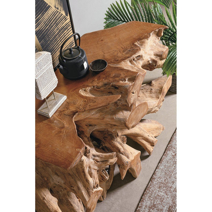 Consolle Radice Teak Marrone Rustica da Interni 120x40 - ROSE