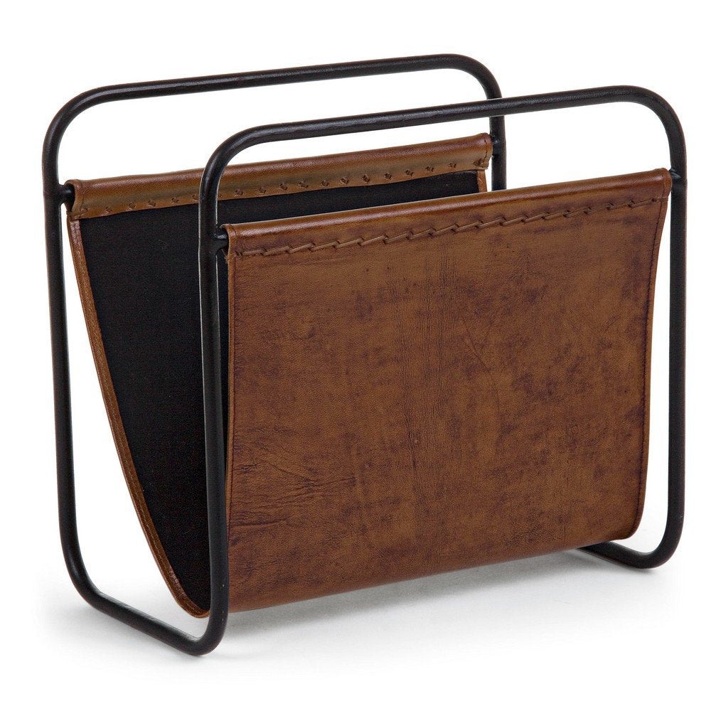 Set 2 Porta Riviste Pelle Marrone Industriale da Interno - ROSA