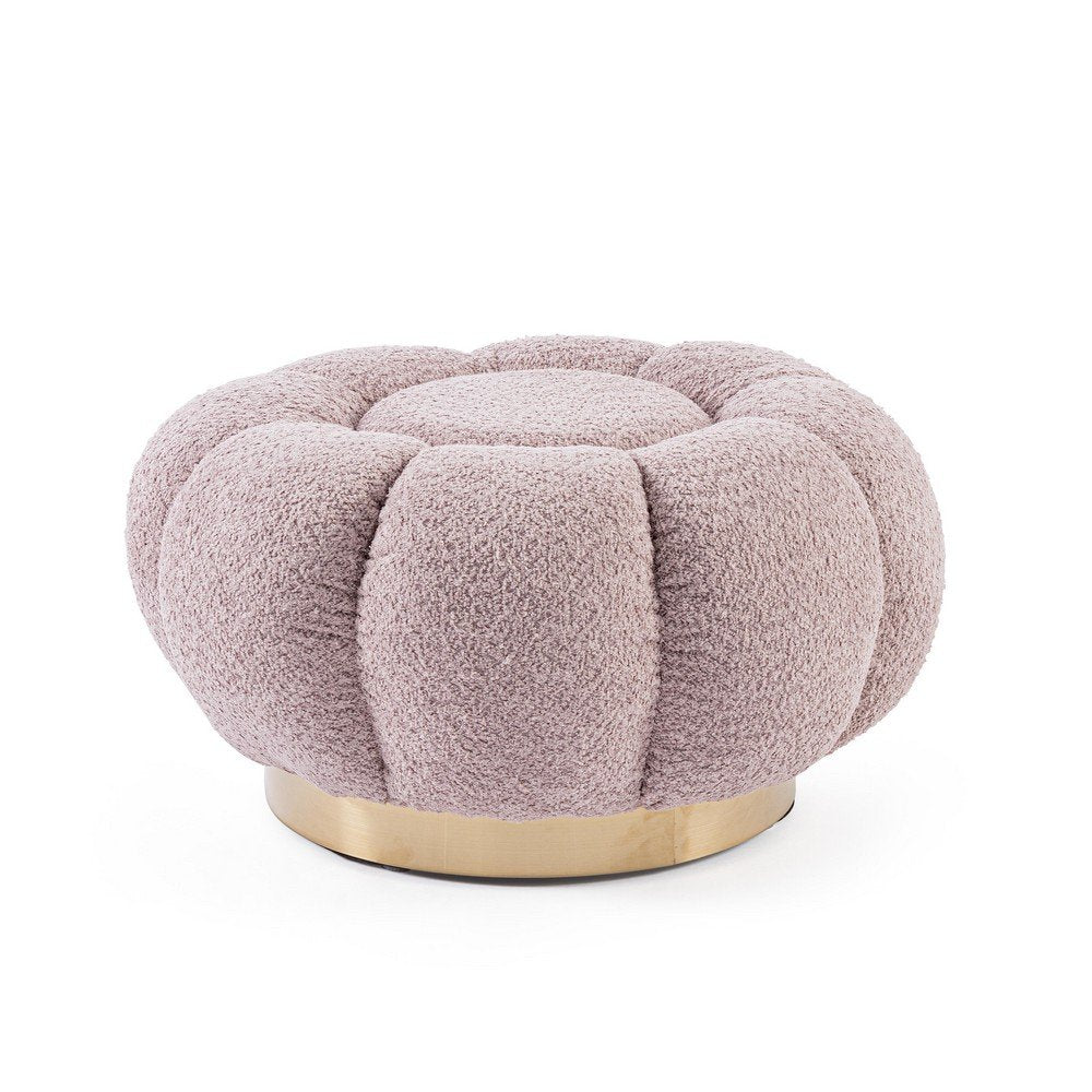 Pouf in Bouclé Naturale Moderno da Interno - RACHEL Colore: Rosa