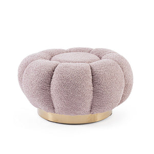 Pouf in Bouclé Naturale Moderno da Interno - RACHEL Colore: Rosa