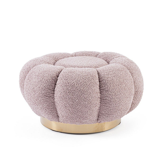 Pouf in Bouclé Naturale Moderno da Interno - RACHEL Colore: Rosa