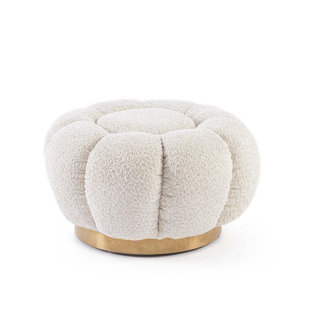 Pouf in Bouclé Naturale Moderno da Interno - RACHEL Colore: Naturale
