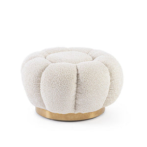 Pouf in Bouclé Naturale Moderno da Interno - RACHEL Colore: Naturale