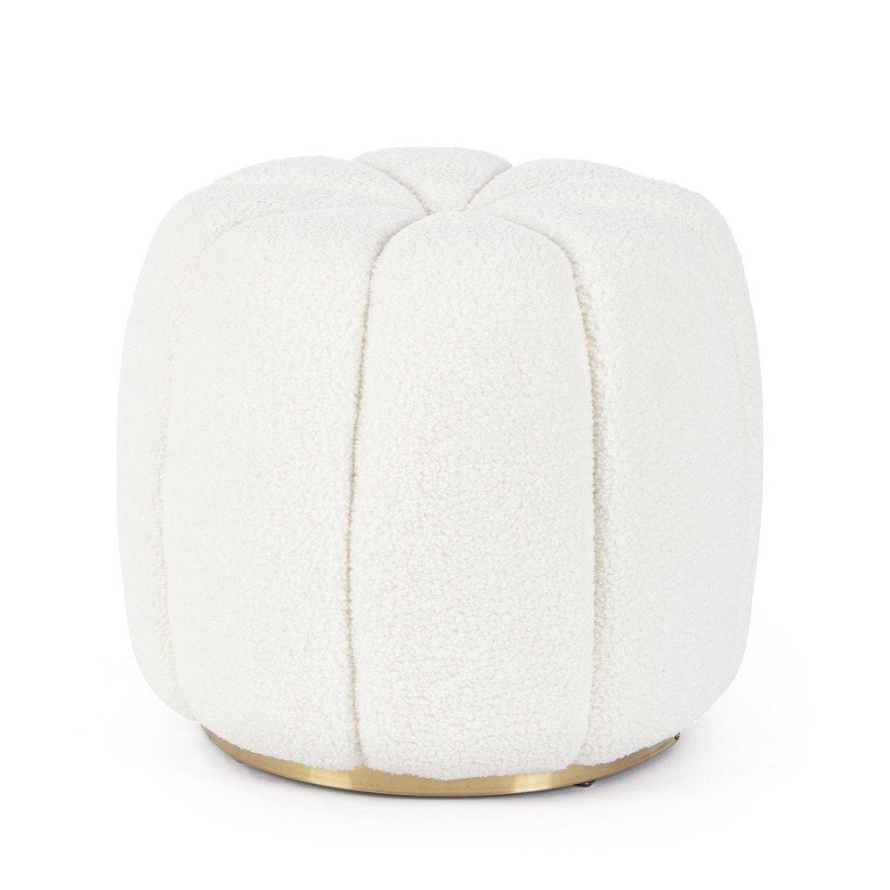 Pouf Bouclé Bianco Moderno da Interno - RACHEL