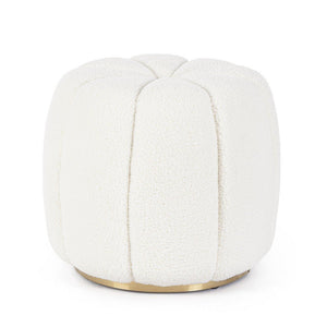Pouf Bouclé Bianco Moderno da Interno - RACHEL