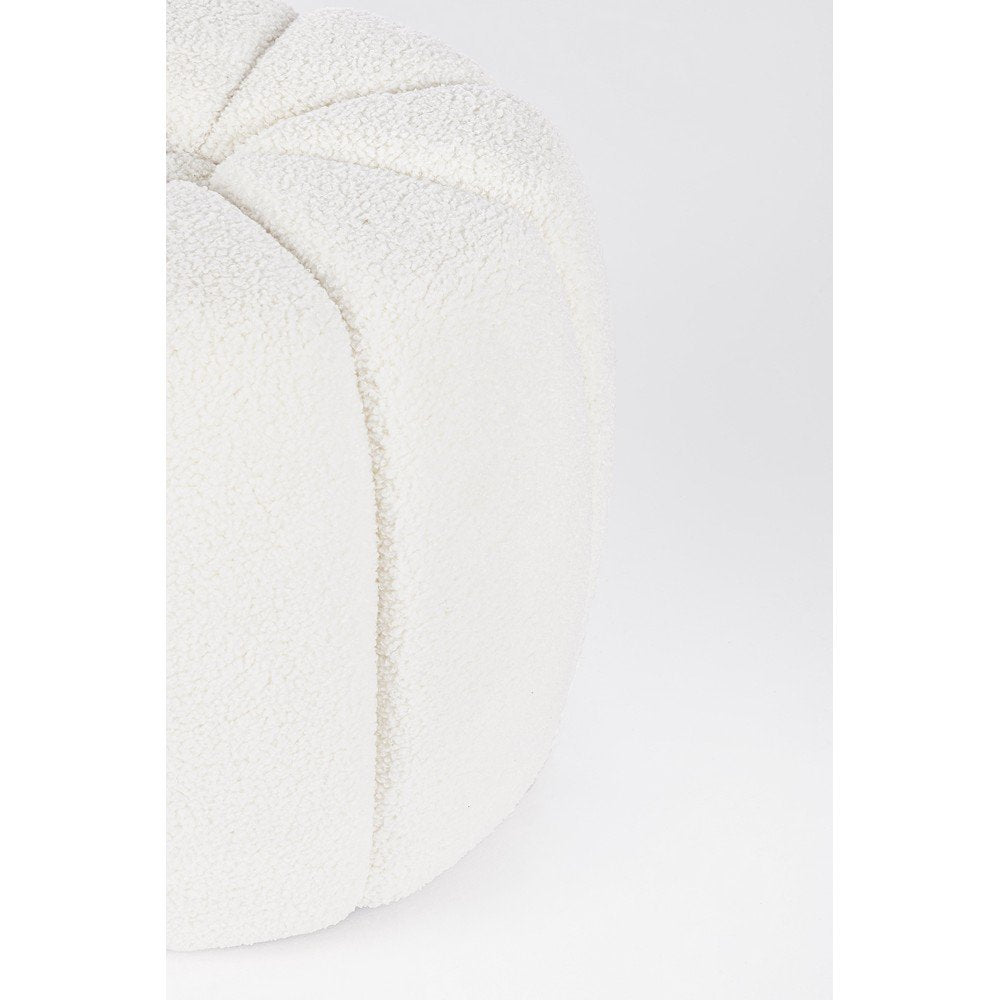 Pouf Bouclé Bianco Moderno da Interno - RACHEL