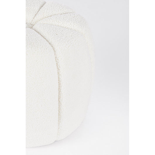 Pouf Bouclé Bianco Moderno da Interno - RACHEL