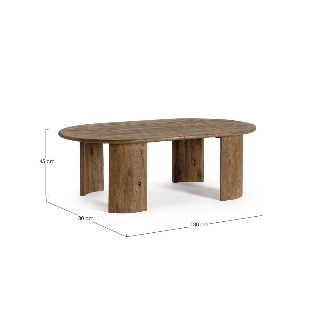 Tavolino Ovale Legno Marrone Rustico da Interni 130x80 - PHOENIX