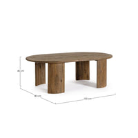 Tavolino Ovale Legno Marrone Rustico da Interni 130x80 - PHOENIX