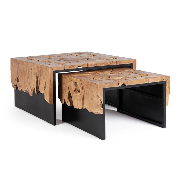 Tavolini in Teak Marrone Industriale da Interno - PHOEBE