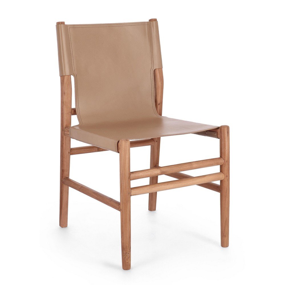 Set 2 Sedie in Pelle Marrone Stile Rustico da Interno - PENELOPE Colore: Tortora