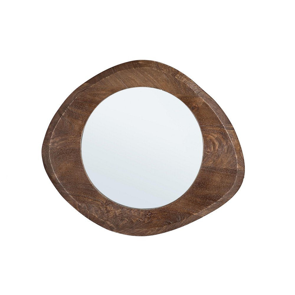 Specchio Legno Marrone Moderno da Parete - PAULINA Colore: Marrone, Dimensione: 50x44
