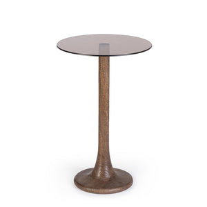 Tavolino Vetro Marrone Moderno da Interno - PAULINA Colore: Marrone, Dimensione: D35