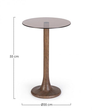 Tavolino Vetro Marrone Moderno da Interno - PAULINA Colore: Marrone, Dimensione: D35