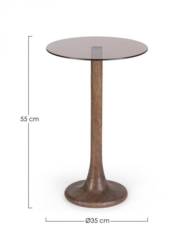 Tavolino Vetro Marrone Moderno da Interno - PAULINA Colore: Marrone, Dimensione: D35