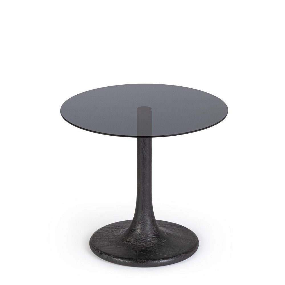 Tavolino Vetro Marrone Moderno da Interno - PAULINA Dimensione: D45, Colore: Nero