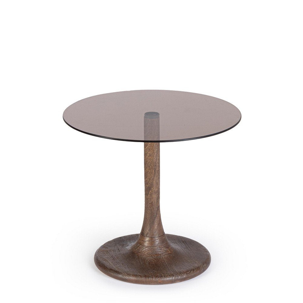Tavolino Vetro Marrone Moderno da Interno - PAULINA Dimensione: D45, Colore: Marrone