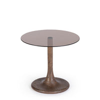 Tavolino Vetro Marrone Moderno da Interno - PAULINA Dimensione: D45, Colore: Marrone