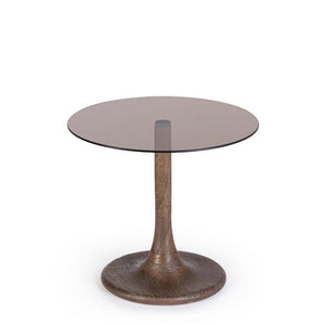 Tavolino Vetro Marrone Moderno da Interno - PAULINA Dimensione: D45, Colore: Marrone