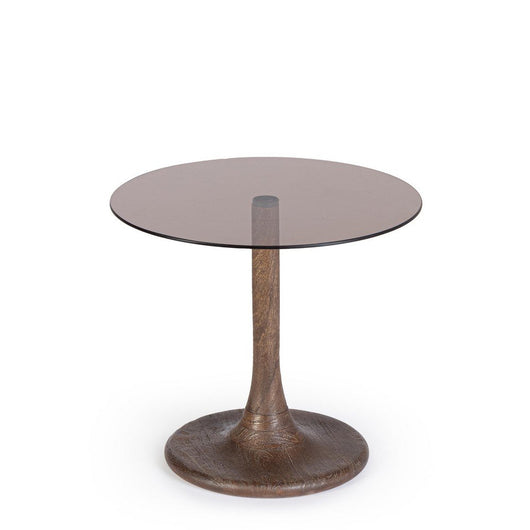 Tavolino Vetro Marrone Moderno da Interno - PAULINA Dimensione: D45, Colore: Marrone