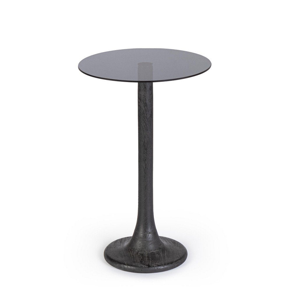 Tavolino Vetro Marrone Moderno da Interno - PAULINA Colore: Nero, Dimensione: D35