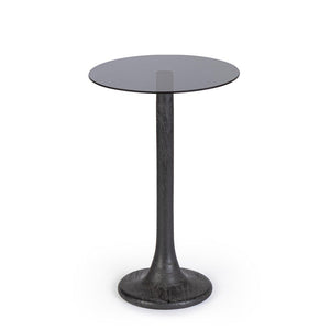 Tavolino Vetro Marrone Moderno da Interno - PAULINA Colore: Nero, Dimensione: D35