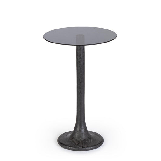 Tavolino Vetro Marrone Moderno da Interno - PAULINA Colore: Nero, Dimensione: D35