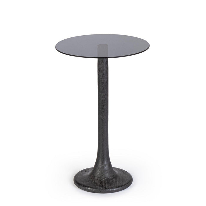 Tavolino Vetro Marrone Moderno da Interno - PAULINA Colore: Nero, Dimensione: D35