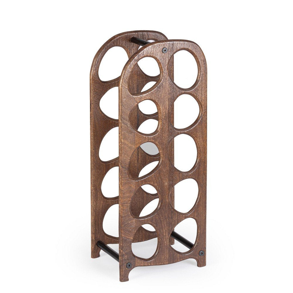 Porta Bottiglie in Legno Nero Moderno da Interno - PAULINA Colore: Marrone